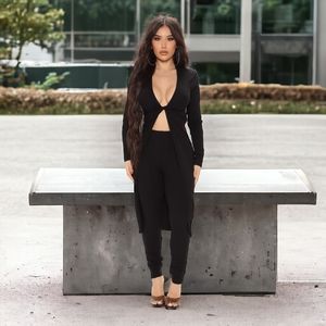 BLACK SWEATER LEGGING SET - BLACK  - SMALL